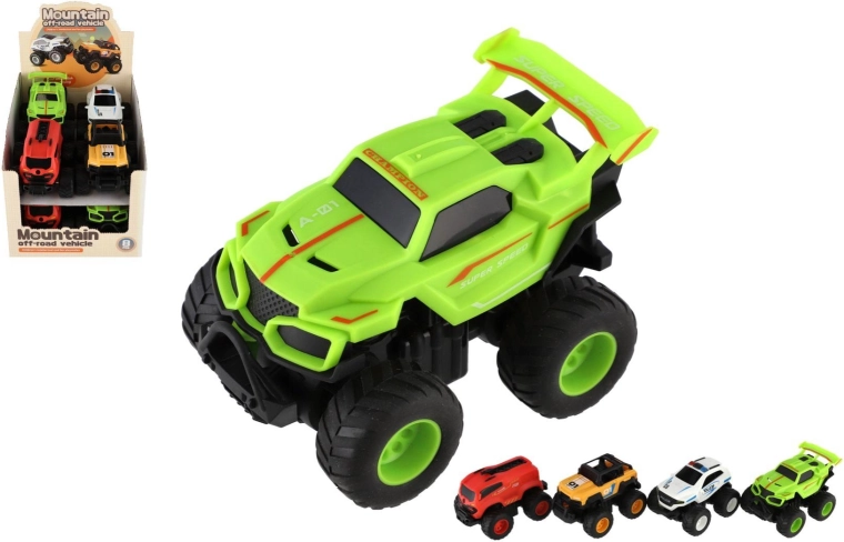 Terénne autá na zotrvačník – sada 4 druhov, 8 ks v boxe