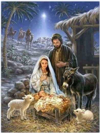 Diamantové maľovanie Ježiš v jasliach 30 × 40 cm