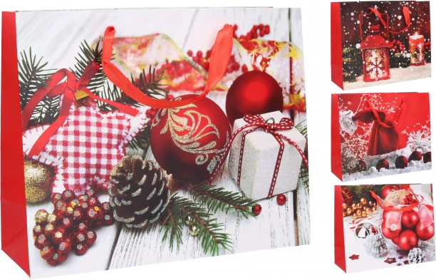 Darčeková papierová taška M vianočná 26 × 32 × 10 cm