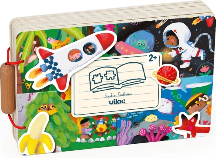 Vilac drevená knižka s puzzle Dobrodružstvo