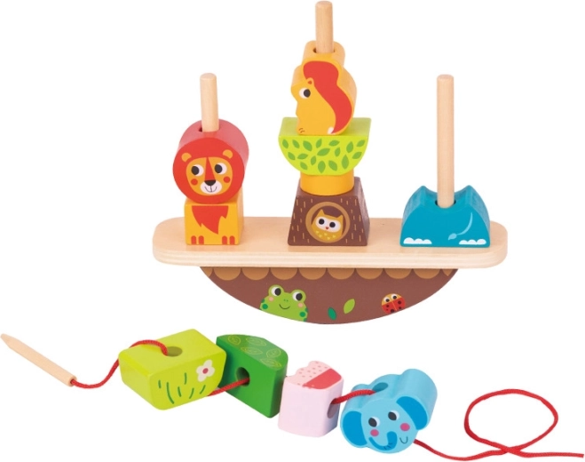 Babu balančná skladanka zvieratiek z dreva