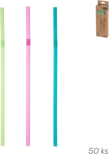Opakovane použiteľné nápojové slamky UH s kĺbom, mix farieb (50 ks, 21 cm)