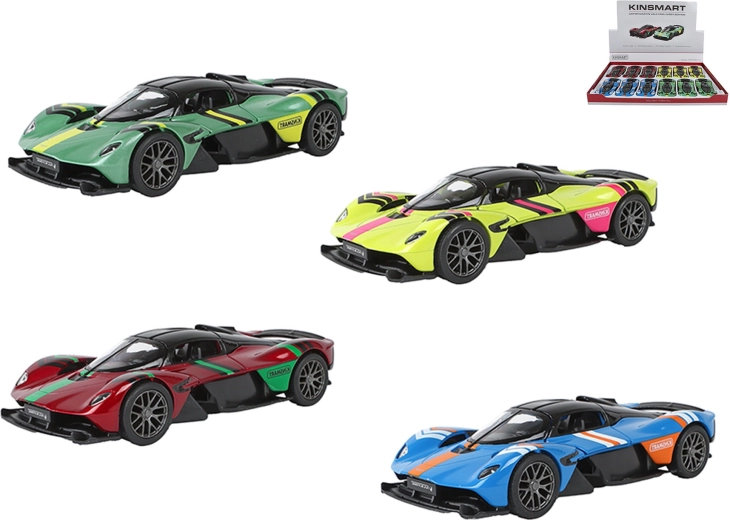 Kinsmart Aston Martin Valkyrie livery edition kovový model 1:36 so spätným chodom
