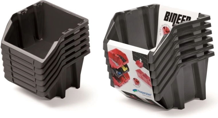 Sada úložných boxov Bineer Short, 6 ks, čierna, 214 × 198 × 238 mm