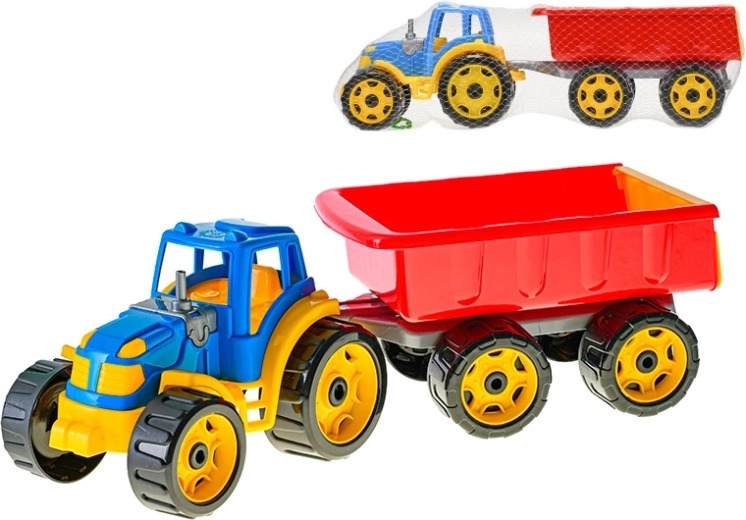 Traktor so sklápačkou modro-červený 54 cm