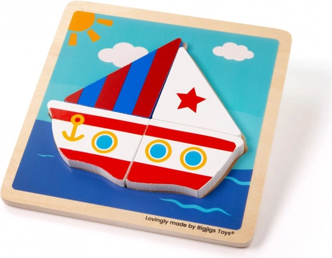 Vkladacie drevené puzzle Plachetnica