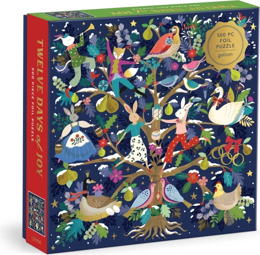 GALISON metalické štvorcové puzzle 12 dní radosti, 500 dielikov