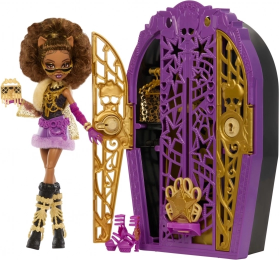 Bábika MONSTER HIGH Strašidelné tajomstvá Clawdeen Wolf s tajnou skriňou a doplnkami
