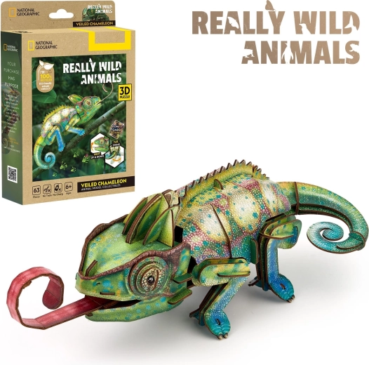 CubicFun 3D puzzle National Geographic chameleón, 63 dielikov