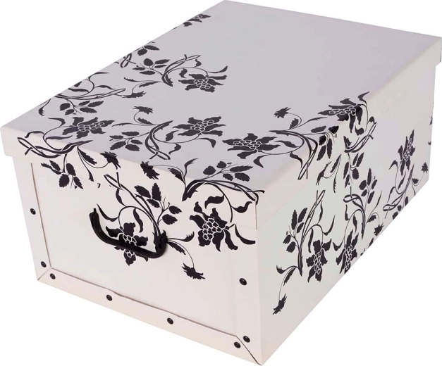 Kartónové úložné boxy Miss Space maxi barokové kvety biele