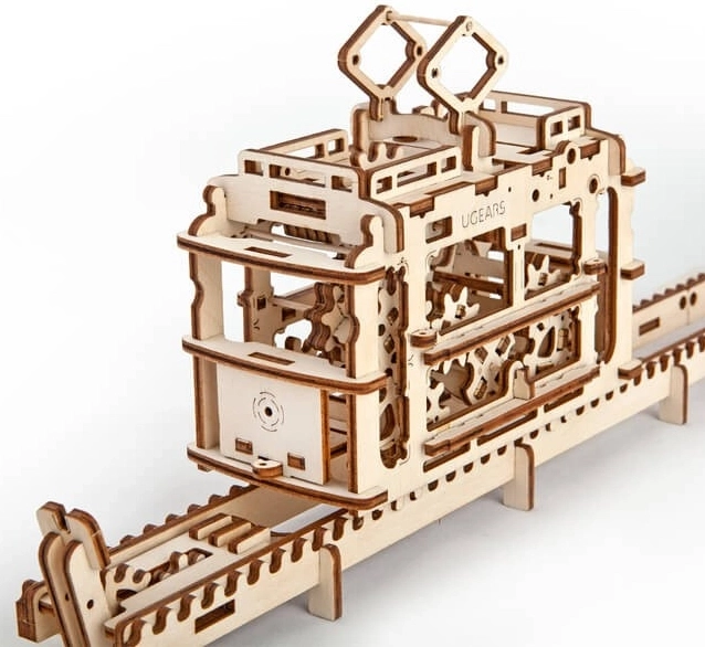 Ugears kabínová lanovka s traťou – 3D drevené mechanické puzzle