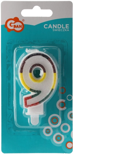 Narodeninová sviečka číslo 9 s trblietavým okrajom