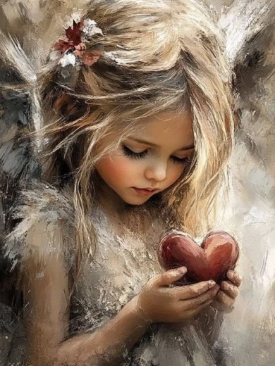 Diamantové maľovanie – dievča so srdcom 30 × 40 cm