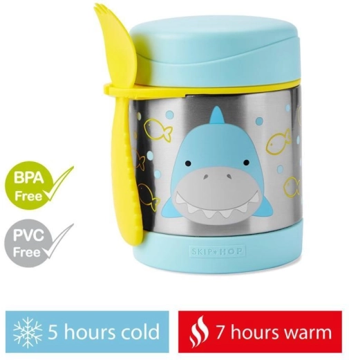 Skip Hop Zoo nerezová termoska na jedlo so sporkom Žralok 325 ml