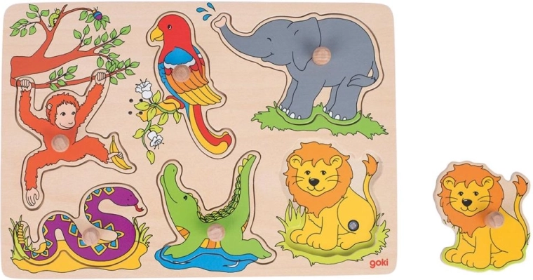 Zvukové drevené puzzle – hlasy zvierat zo zoo