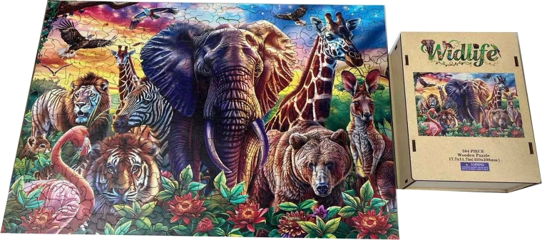 Drevené puzzle divoká príroda
