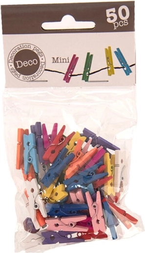 Farebné drevené mini štipce 2,5 cm (50 ks)