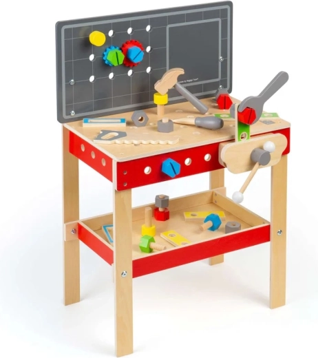 Bigjigs Toys detský drevený pracovný stôl s náradím