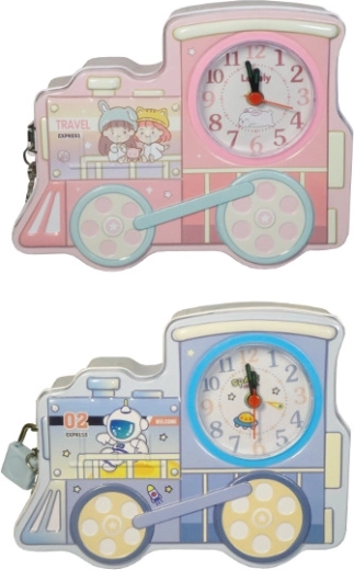 Detská pokladnička lokomotíva so zámkom a hodinami