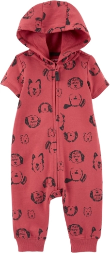 Carter's bavlnený overal na zips bez nožičiek s krátkym rukávom Red Dog pre chlapcov 6 m
