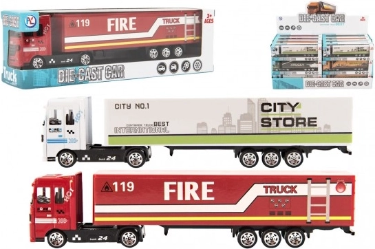 Kamión s návesom – kovová kabína, voľnobeh, 19 cm