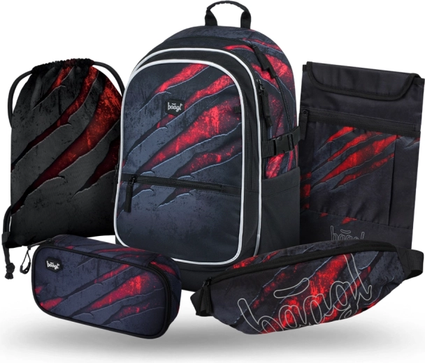 Baagl školský set Core Láva – batoh, peračník, vrecko na obuv, ľadvinka a obal na notebook