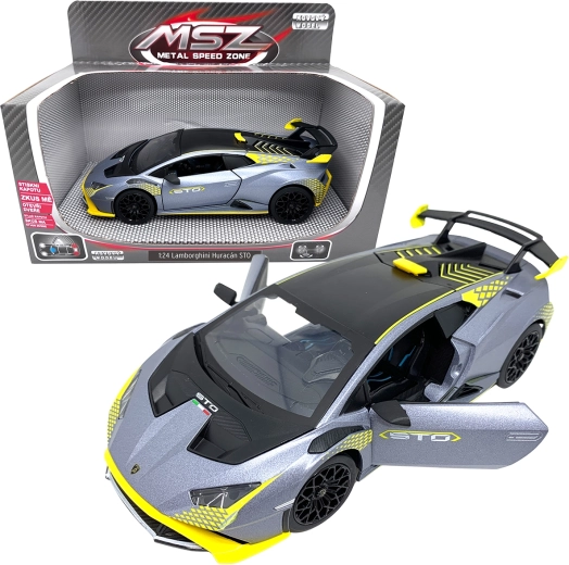 Kovový model 1:24 LAMBORGHINI Huracán STO strieborno sivý