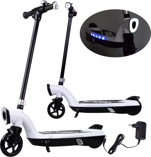 Elektrická kolobežka s LED osvetlením pre deti – Biela