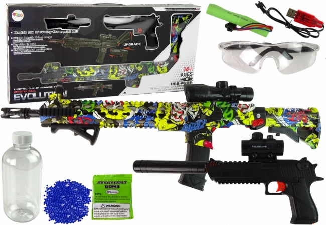 Súprava vodných gélových zbraní s príslušenstvom – farebná