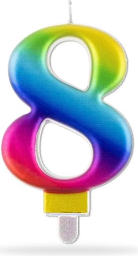 Sviečka číslica 8 zapichovacia dúhová 7,5 cm