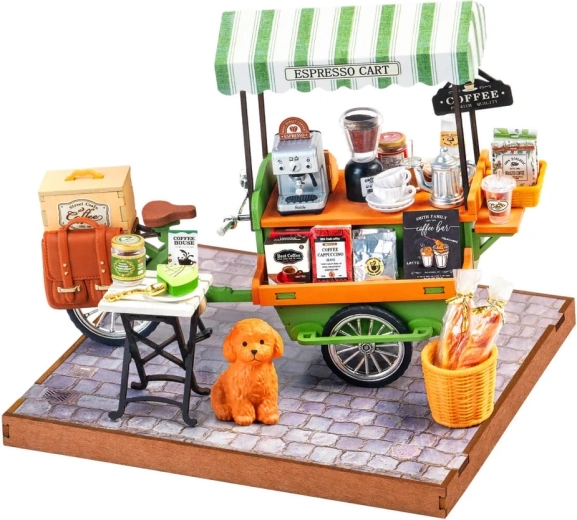 RoboTime 3D drevená skladačka – kávový vozík