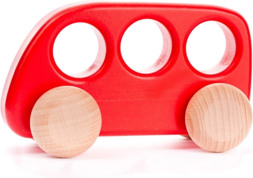 Drevený červený autobus Bajor