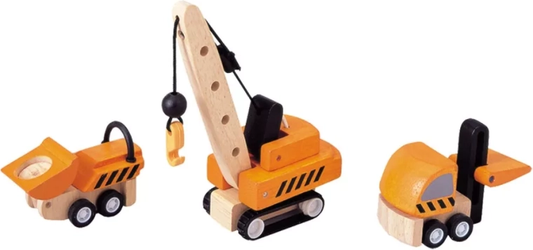 PlanToys sada drevených áut – stavebné stroje