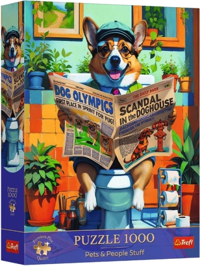 Puzzle 1000 Premium Plus – corgi na toalete