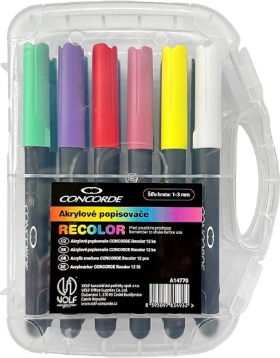 Akrylové popisovače CONCORDE Recolor, sada 12 ks