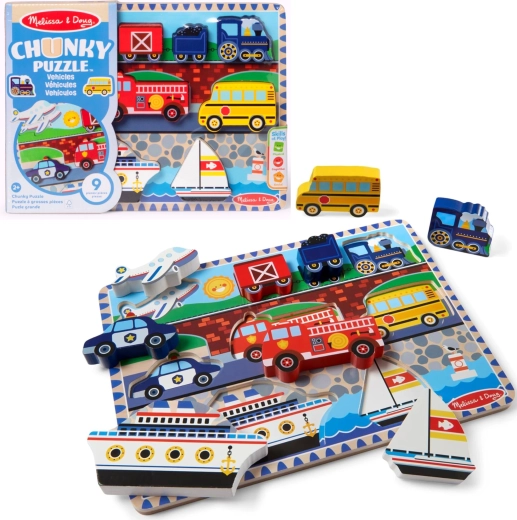 Drevené vkladacie puzzle vozidlá Melissa & Doug
