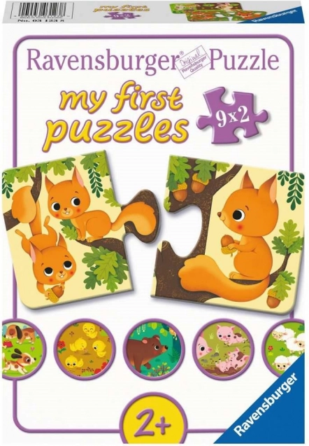 RAVENSBURGER Moje prvé puzzle – zvieratká a mláďatká, 9×2 dielikov