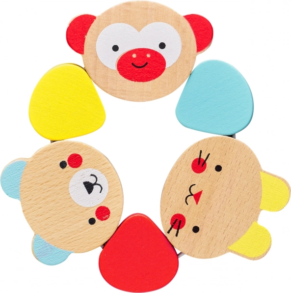 Drevené hryzátko so zvieratkami pre deti