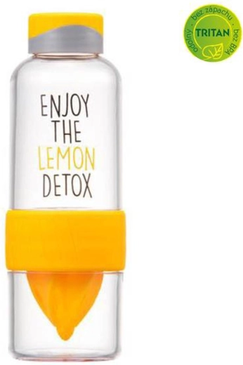 Tritánová fľaša na vodu s odšťavovačom 520 ml žltá