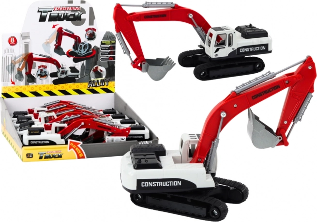 Kovové pásové rýpadlo červeno-biele