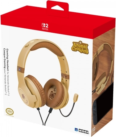 Herný headset HORI pre Nintendo Switch 2 Animal Crossing Wood Brown