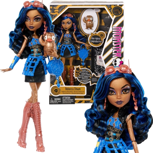 Monster High bábika Robecca Steam 26 cm Creeproduction s doplnkami a miláčikom Captain Penny