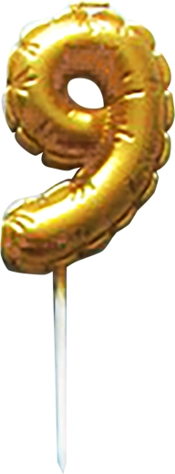 Tortová sviečka číslica 9 zlatá zapichovacia 6 cm