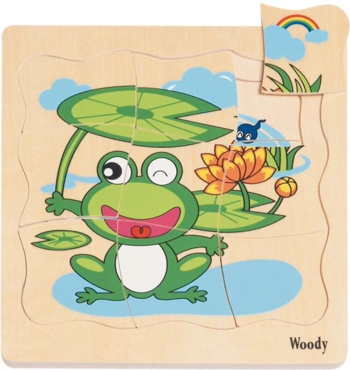 Drevené vrstvené puzzle Vývoj žaby