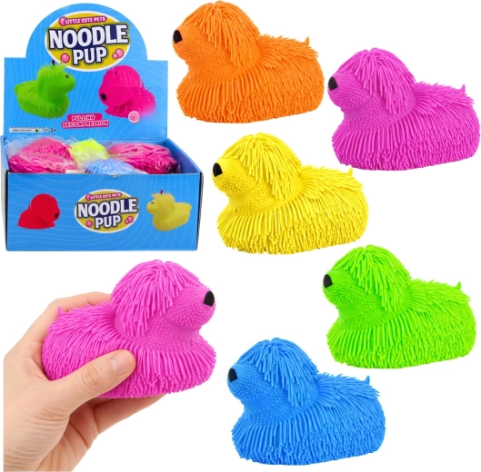 Senzorický mačkací psík s strapcami – antistresová svietiaca hračka LED