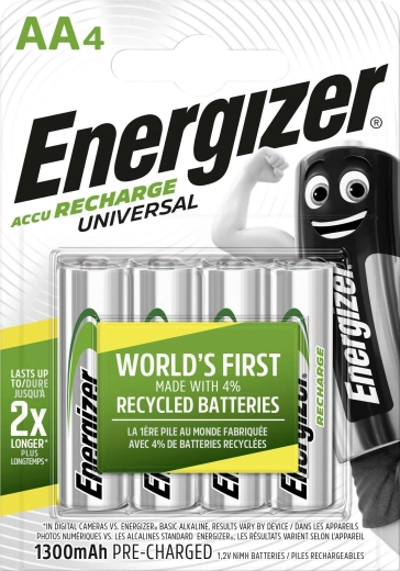 Energizer nabíjateľné batérie AA 1300 mAh, 4 ks