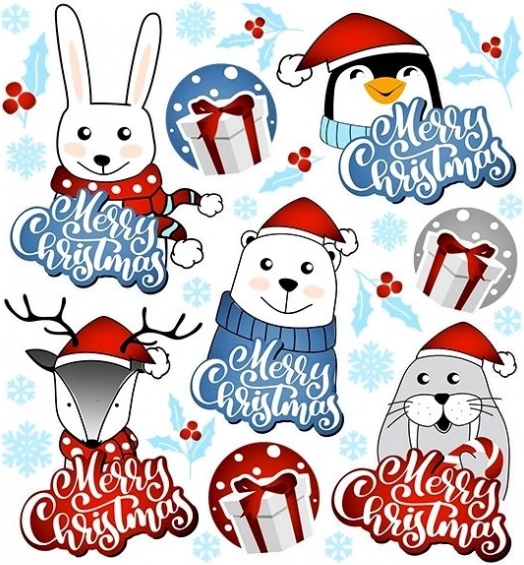 Vianočné nažehlovačky zvieratká na malom archu