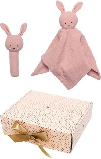 Jabadabado darčeková sada pre bábätko s mojkáčikom a hrkálkou Bunny pink
