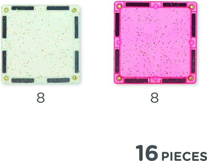Cleverclixx magnetické trblietavé dlaždice transparentné ružové, 16 ks