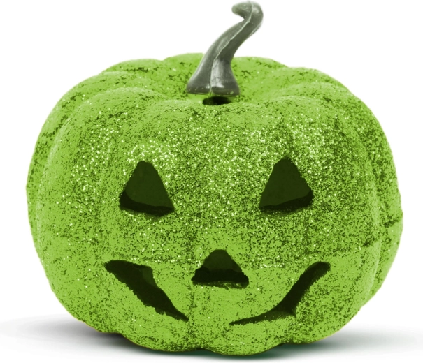 Halloweenová RGB LED dekorácia z peny – zelená tekvica, 11 cm